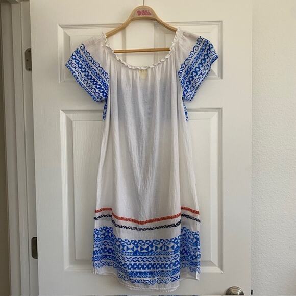 Roller Rabbit Athena Gaetan Dress White Embroidered Puff Sleeve Women's Small - Picture 4 of 12